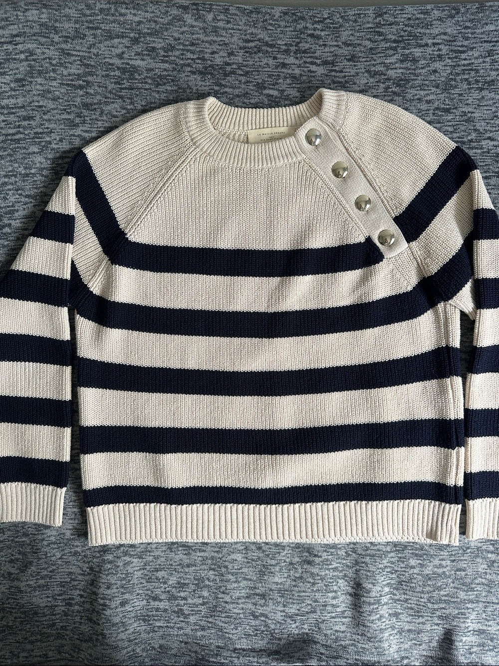 Sezane Gary Jumper Sweater Natural/Navy - Size Small - Picture 3 of 7